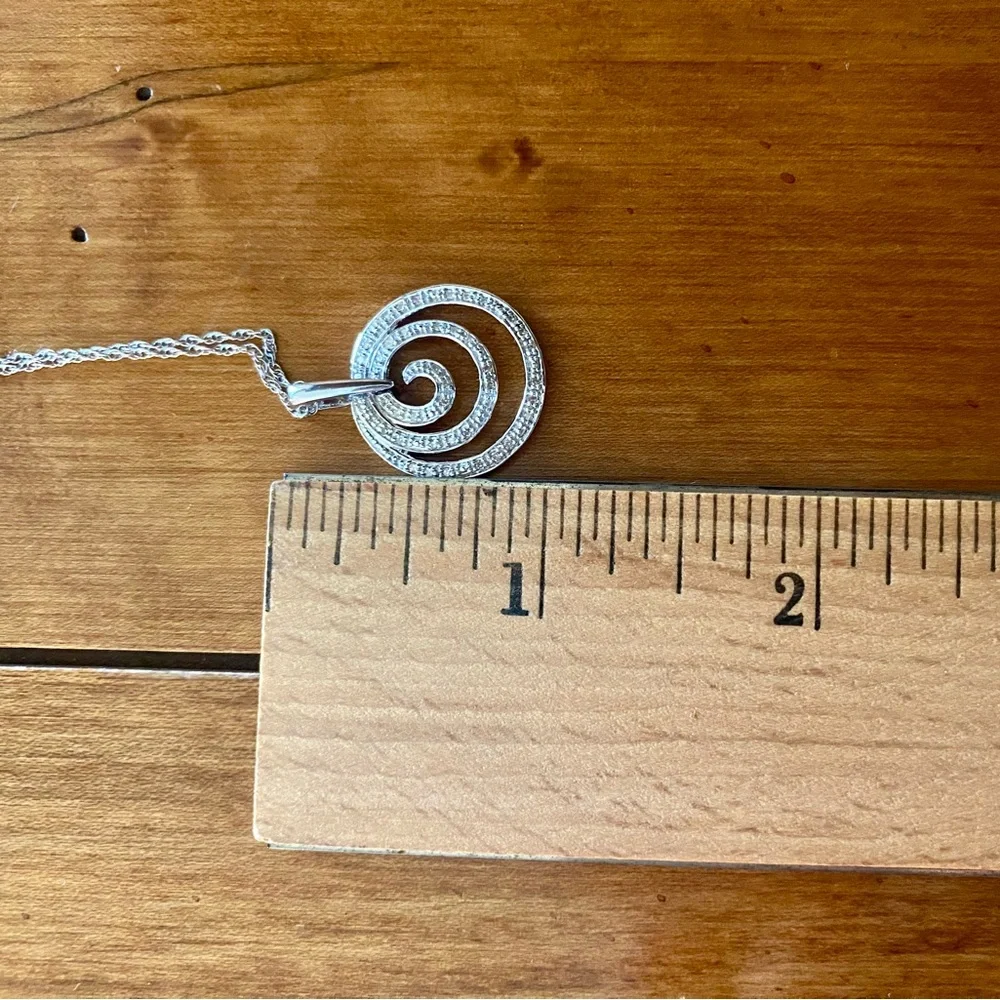๐ 925 Stamped Silver Pavรฉ Diamonds Spiral of Life Necklace - Picture 9 of 13